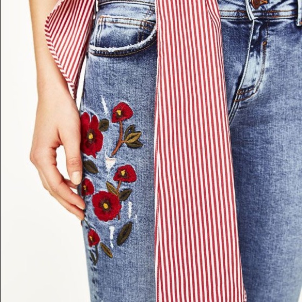 Embroidered Floral Jeans